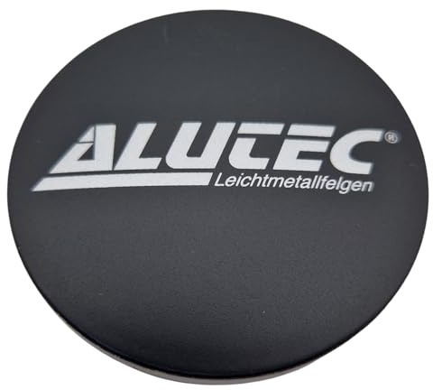 1X Alutec Nabendeckel 60mm Schwarz Matt (N23) Logo Silber (All) - Original Felgendeckel/Nabenkappe/Hubcap