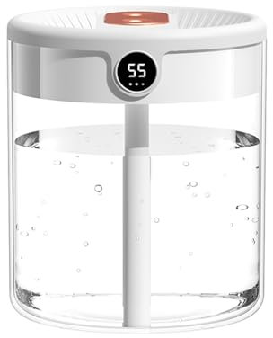 Humidifier for Bedroom, 2L Cool Mist Humidifier for Home Baby, Humidity Sensor, 20H Last, Easy to Fill & Clean, Quiet Air Humidifiers for Large Room Office Nursery Plants (White)