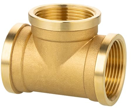 1 pieza en T de latón de 1 1/4, pieza en T 90 grados IG1 1/4 pulgadas (diámetro de 39,5 mm) | Pieza de distribución de derivación rosca interior, DN32 conexión de agua, 3 vías de conexión en T adecuada para agua potable