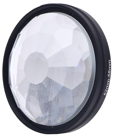 58MM Kaleidoscope Filter 58MM Special Effects Camera Filter Multi Coated Optical Glass with 52-58MM Adapter Ring for DSLR Mirrorless Cameras