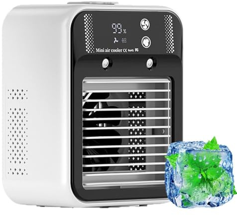 2025 Glacier Breeze Ac Portable Air Conditioners, Rechargeable Personal AC Unit Evaporative Mini Portable AC for Car Bedroom Office Desk Cooling Fan with 500 ML Water Tank 2 Speeds Mini Air Cooler