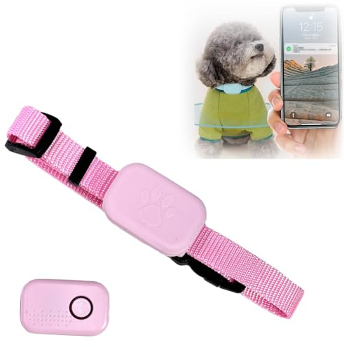 Générique Collier GPS Chat,Collier Traceur GPS pour Chat et Chien,Localisation en Temps Réel sans Abonnement,Compatible iOS/Android,Étanche IP67,Batterie Longue Durée CR2032 (Rose, Grande Taille)