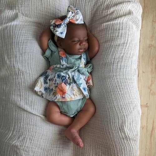 RXDOLL Reborn-Babypuppe, Vollsilikon-Babypuppe, 45 cm, realistische Babypuppe, anatomisch korrekt, für Babys, Mädchen, Reborn-Puppen, Silikon, Ganzkörper-Puppe, lebensechte Biracial-Puppe, Schwarz