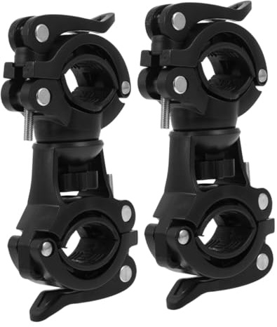 Toddmomy Bike Flashlight Mount 2pcs Dual Quick Release Black | Plastic Metal Build, Dual-hole Clamp Stand, Compatible with Flashlight Models, Lightweight Construction