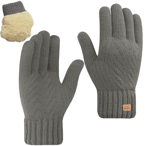 ZYEKIU Gant Tactile Femme, Gants Hiver en Tricot Doux et Chauds, Gants Tactiles Tricotés en Polaire pour la Course à Pied Ski Cyclisme éQuitation Randonnée Camping Femme et Homme (Kaki)