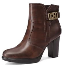 QUEEN HELENA Botines de tacón alto para mujer X33-105, marrón, 39 EU