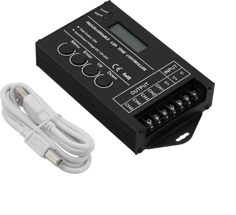 TC420 - Temporizador programable de pantalla LED RGB con salida de 5 canales DC12-24V para módulo de tira LED