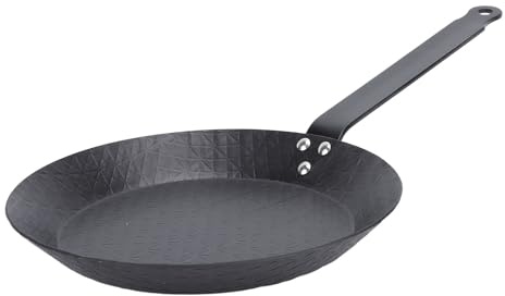 Fictory Sartén de acero al carbono, sartén antiadherente para filetes, huevos, pescado, verduras, 20 cm, sin humo, agarre cómodo, cocina en interiores y exteriores, calidad asequible