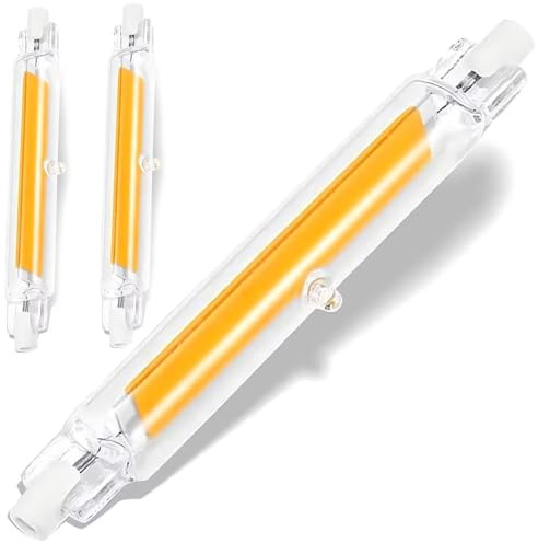 ACAATVE R7s Led 78mm Dimmbar Glasröhre Glühbirne 6W 8W 10W 12W Ersatz 60W 80W 100W 120W Halogen, Warmweiß 3000K 1000LM, Kein Flackern, 360-Grad-Licht für Stehlampe Deckenfluter Wandleuchte, 2 Stück
