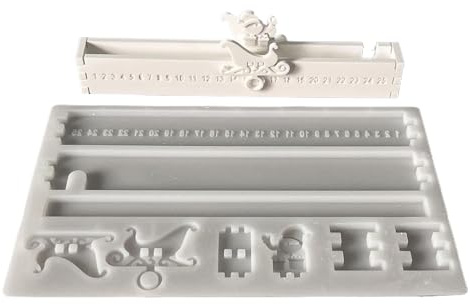 25-Day Christmas Holiday Calendar Advent Silicone Mould, 22.3x13.5x0.6cm Reusable Chocolate Making Mould for Plaster, Soap, Candle Crafting