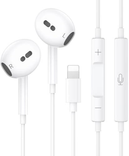 Écouteurs Filaires iPhone [Certifiés MFi] Écouteurs Intra-Auriculaires avec Micro et Contrôle du Volume, Casque Antibruit Stéréo HiFi, Compatible avec iPhone 14 Pro/14 Plus/14/13/12/11/Max/SE/XR/XS/X