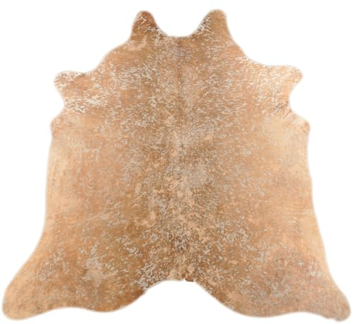 KUHFELLE Online Kuhfell Hellgrau/Beige mit Kupfer-Devore, ca. 220 x 200 cm, Sehr Kurze Haare, Natürlich & Vegetarisch Gegerbt, Schadstofffrei, Premium Wohn-Deko Teppich