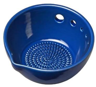 Knoblauchplatte Reibe & Reibe Dish Schüssel, Knoblauchreibe Und Kräuterschälschale, Keramik Knoblauchreibe KüChengerät, Für Die Zubereitung Von Outdoor-Mahlzeiten, Camping Und Saucen (Blau)