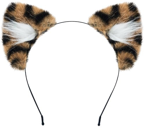 SIOTMERA Leoparden Ohren Haarreif Damen, Leopardenohren Katzenohren Haarreif Erwachsene, Leopard Ohren Kostüm für Karneval Fasching Halloween Cosplay