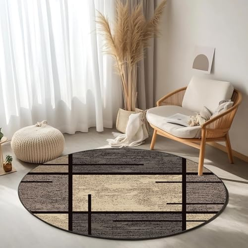 WTHYGB KUZRZNH Rund Teppich, Waschbarer Runder Teppich, rutschfest,120cm | Weicher Kunstwolle ModernTeppich für Wohnzimmer, Schlafzimmer, Küche, Kinderzimmer, Esszimmer und Büro #Y33