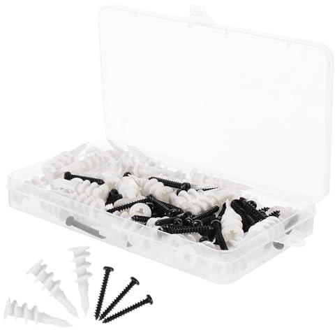 WOONEKY 100pcs Heavy Duty Nylon Threaded Cavity Wall Anchors for Plasterboard Drywall Fixing Screws, Coarse Thread Plaster Wall Bolts for Home Hardware Installation