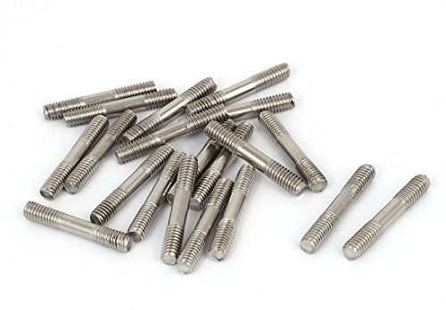 sourcing map 20 Stück Doppelend Gewindestift Schraube M4x25mm aus 304 Edelstahl