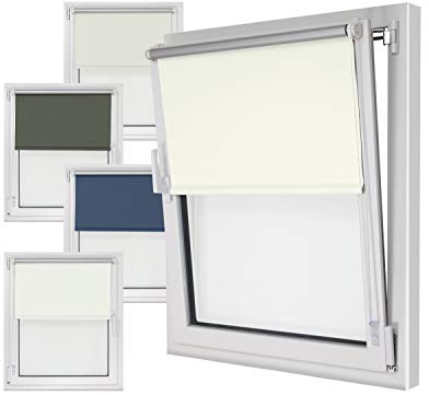 npluseins Tenda a Rullo Blackout in 4 Colori e in 6 Misure – Tenda Oscurante con Retro Riflettente – Montaggio semplicissimo a 3 Fasi, Crema, ca. 80 x 210 cm