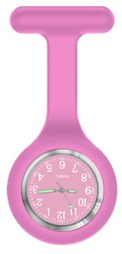 SibyTech Schwesternuhr Ansteckuhr fob,Silikon mit Pin/Clip,Glow Pointer im Dunkeln,Infektionskontrolle Design,Analog-digital,Quarzwerk,Arzt Sanitäter medizinische Brosche Fob Uhr