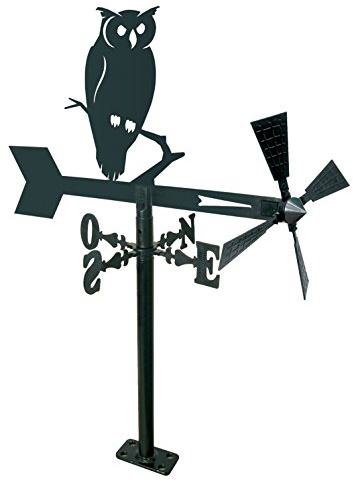 Arthifor Veleta de Viento para Jardín con Silueta de Buho,Negro Mate,48 x 66.5 cm (21210)