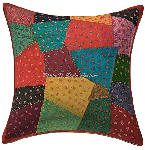 Stylo Culture Ethnicas Fundas Cojines Decorativa 40x40 cm Algodón Abstracto Funda Almohadon Cama Multicolor 16x16 Inch Labor De Retazos Cuadrado sobre Fundas para Los Cojines del Sofa - 1 Pc
