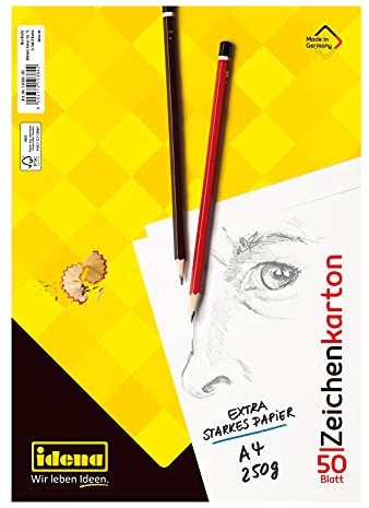 Idena 10384 - Zeichenkarton, DIN A4, 50 lose Bogen, extra starkes Zeichenpapier 250 g/m²