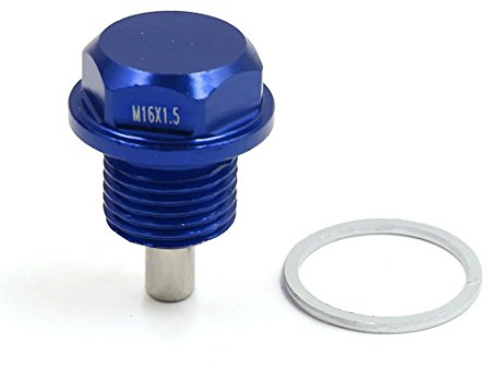 sourcing map Magnetische Ölablassschraube M16X1,5 Aluminiumlegierung | Blau, Für Motorölwanne, Reduziert Motorverschleiß, Magnetisch, Wiederverwendbar, Mit Dichtring, 1 Stück