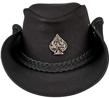H15 Cowboyhut Skull - Lemmy Style Lederhut aus hochwertigem Rinderleder (XXL)