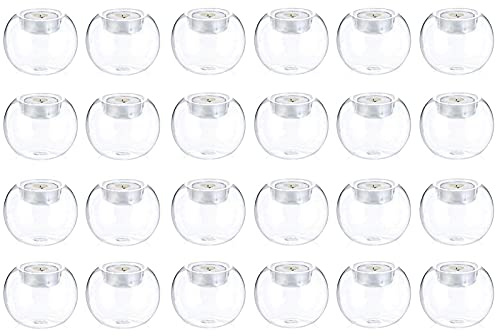 Nuptio 24 Pièces Bougies Chauffe-Plat Bougeoirs Verre À Bulles Bougies Chauffe-Plat Porte-Bougies Cristal Votif Porte-Bougies pour Fête Mariage Noël Table Manger Maison Décor Cadeaux Bricolage