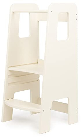 moblì Ully One by schmutzabweisende und waschbare Lernturm | Made in Italy nach Montessori-Prinzipien | Designed von erfahrenen Pädagogen | Lernturm mit verstellbaren Regalen (Elegantes Weiß)