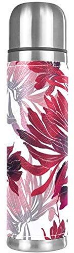 Wasserflasche mit japanischem Karpfen und Lotus-Muster, auslaufsicher, Edelstahl, Thermoskanne für heiße und kalte Getränke, 500 ml, für Büro, Schule, Reisen 26x6.7cm/10.2x2.6 in Mehrfarbig10