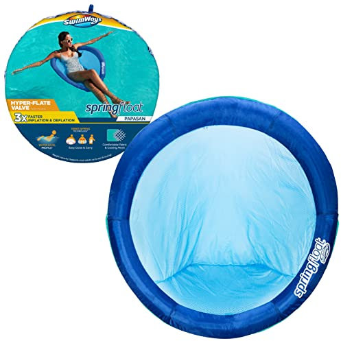 SwimWays Spring Float Papasan Pool-Liege mit Hyper-Flate Ventil, aufblasbarer Pool Float, blau