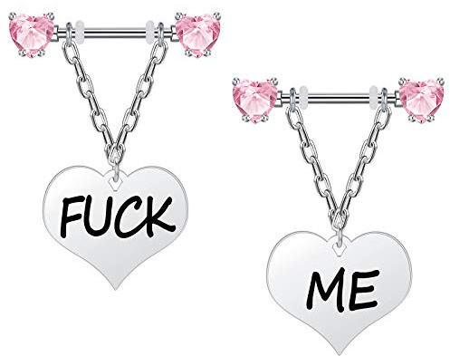 Crdifu 1 Pair Nipple Bar Nipple Rings 16mm Barbell with Dangle 14G Stainless Steel Nipple Piercing Jewellery