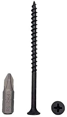 Lot de 1000 vis à bois en acier carbone phosphate noir 4,2 x 75 mm Vis à bois pour cloison sèche, fixations pour panneaux d'aggloméré, tête de bugle Phillips (1000, 4,2 x 75 mm)