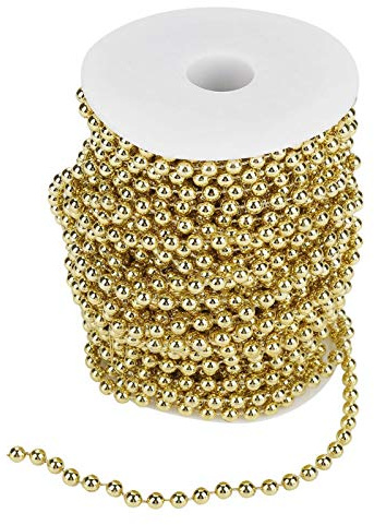 Starbun Perline di Filo di Perle - 25 m/Rotolo Galvanotecnica Perline di Filo di Perla Corda di Ghirlanda Decorazione di Nozze Fai da Te 6 mm(Oro)