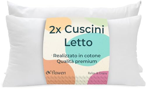 Flowen Almohadas para Cama 50x80 2 Unidades Relleno Cojin Hipoalergénico Antiácaros y Suave Rectangular para Hogar con Funda Exterior de Almohada Respirable en Poliéster Blanco
