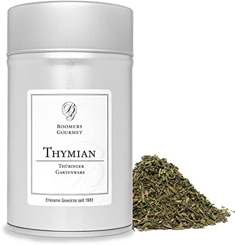 BOOMERS GOURMET - Getrockneter Thymian aus Thüringen – Thymian gerebelt – Aromatisches Thymian Gewürz – Naturgewürz aus Deutschland Gewürzdose - 30 g