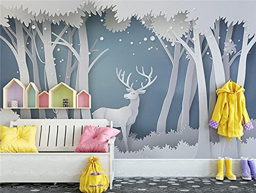 BLZQA Papier peint intissé 3D Cerf de la forêt Papier peint intissé Décoration Murale Poster Tableaux Muraux Tapisserie Photo - Salon Photo d'art 350x250 cm-7 panelen