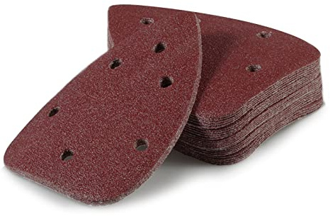 LEONTOOL 30 Pcs Mouse Sander Sandpaper 80 Grit 6 Hole Pads for Detail Sander
