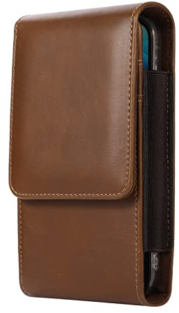 Dual Mobile Phone Holster Pouch Case for 2 Phones, PU Leather Double Decker Belt Clip Phone Holder for iPhone 15 Pro Max 14 Pro Max 13 12 Pro Max iPhone XR XS Max OnePlus 11 Nord 2 5G (Brown)