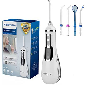 NPO Cordless Water Flosser, Battery Operated & Portable for Travel & Home, V500 (White)