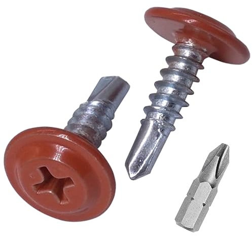 SKIR'CO - Tornillos autoperforantes (50 unidades, 4,2 x 16 mm, cabeza de armadura modificada Phillips, tornillo de chapa metálica, cabeza de oblea (50, marrón cobre RAL 8004)