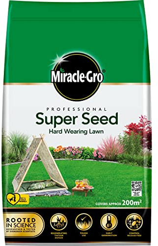 Miracle-Gro 121071 Professional Super Seed Hard Wearing Lawn Seed 200m2, 6KG Bag