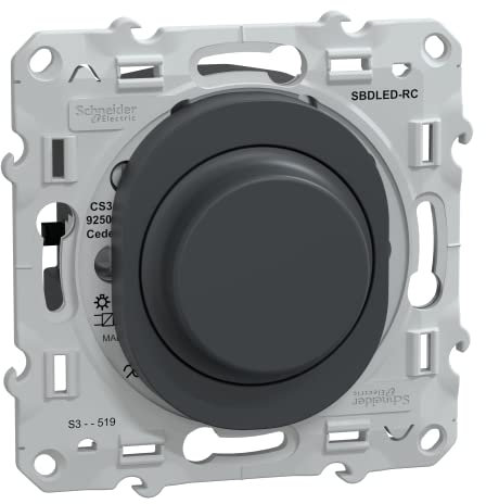 Schneider Electric - Ovalis - Variateur de lumière universel - 2/3 fils - Anthracite - S340519