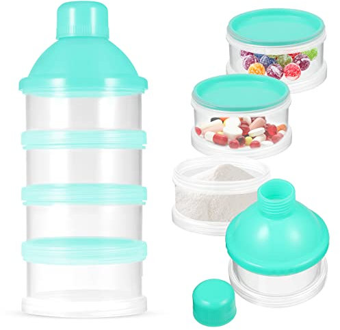 Milk Powder Dispenser Pots, Formula Dispenser Container, Formula Powder Pots, Snack Storage Box for Travel and Outdoor Activities, BPA Free (Green)