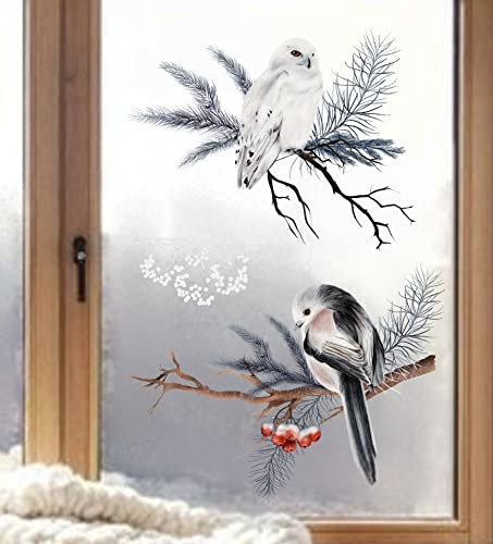 wolga-kreativ Fenster Fensterbilder Glasdekorfolie Motiv Fensterfolie FenstertattooWinter Weihnachten Advent Vogel Bussard Aufkleber Fenster wiederverwendbar Kinderzimmer Deko