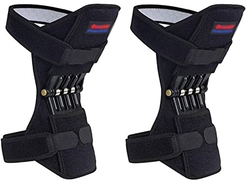 FONOBO Power Knee Stabilizer Pads, prevenire l'eccessiva flessione del Ginocchio, Booster Ginocchio Traspirante per Gli Uomini Sport Corsa Squat Supporto articolare (Nero),One Pair