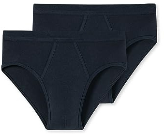 Schiesser Men's 2 Pack Sports Briefs with Fly - Essential Fine Rib, Navy_205159, 5