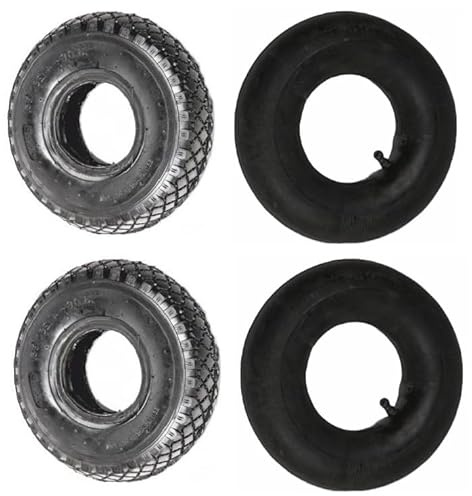 Elkoza® Tyre and Innertube 4.10/3.50-4 Heavy Duty Pneumatic Rubber Wheel 4Ply Thickness Inner Outer Tubes Tire Set Replacement Tyre for Wheelbarrows Sack Truck Hand Trolley Cart