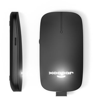 Xoopar Ratón Inalámbrico 2.4G - Ratón sin Pilas - Bluetooth - Recargable - Ratón de Ordenador Conectado - Ultra Delgado - Pokket de Plástico Reciclado (Negro)